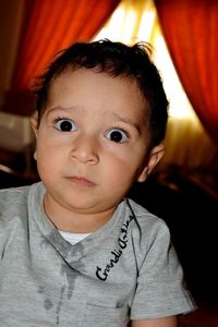 Portrait of cute boy at home