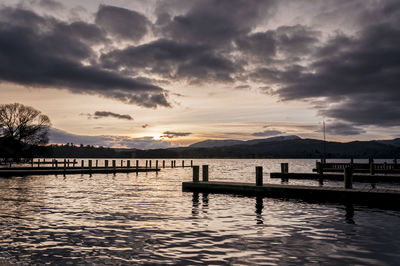 Scenic view of pier over lake