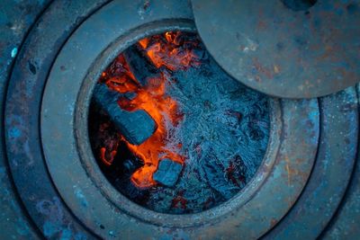 High angle view of rusty metal