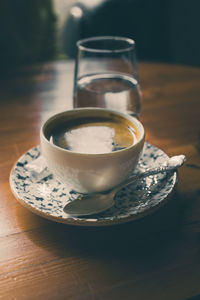 Close-up of coffee on table