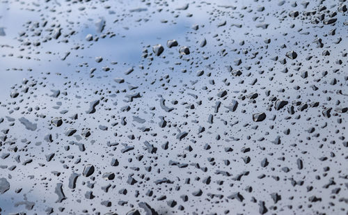 Full frame shot of raindrops on glass window