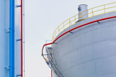 Low angle view of ladder against clear sky