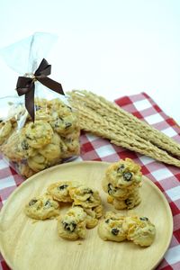 Close-up of cookies on table