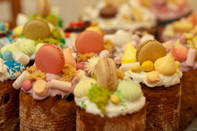 Close-up of multi colored cake