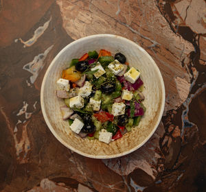 High angle view of food on table