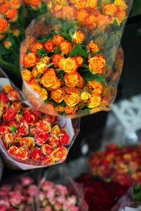Close-up of various flowers at market stall