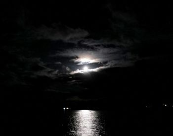 Scenic view of sea against sky at night