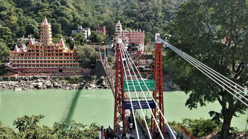 High angle view of bridge over river