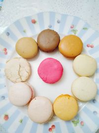 Close-up of cookies in plate on table