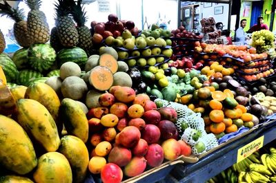 Variety of fruits for sale in market