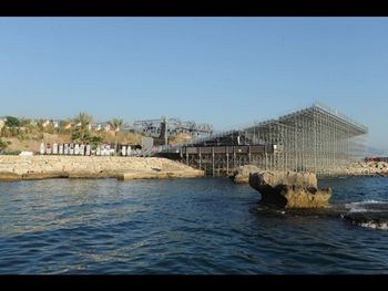 View of river with buildings in background