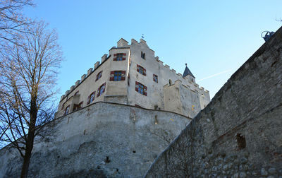 Low angle view of built structure against clear sky