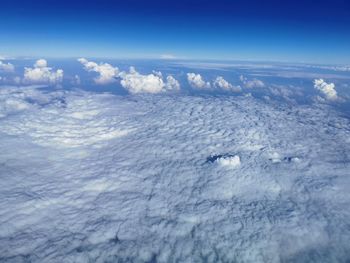 Aerial view of snowcapped landscape against sky