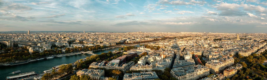 High angle view of city against sky