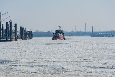 Ice breaker on frost patrol in port