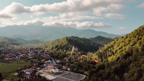 High angle view of townscape against sky