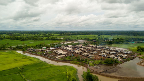 High angle view of landscape against sky