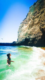 Scenic view of sea against clear sky
