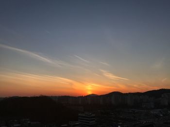 Silhouette buildings against sky during sunset