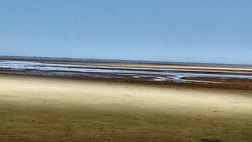 Scenic view of beach against clear sky