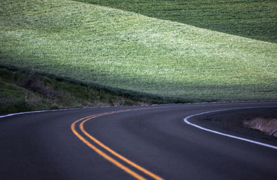 Empty road along trees