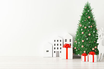 Christmas tree against white background