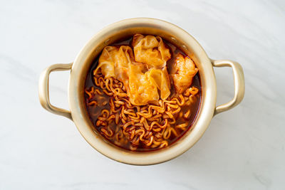 High angle view of food in bowl