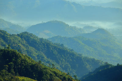High angle view of mountains against sky