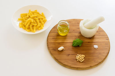 High angle view of food on table