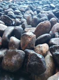 Close-up of pebbles on beach