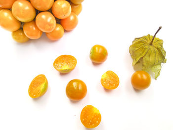 High angle view of fruits in plate