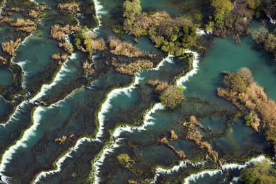 Aerial view of roški slap in krka national park, croatia