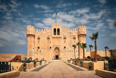 Frontyard of qaitbay fort. citadel of qaitbay, alexandria, egypt