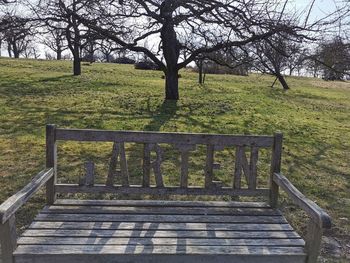 Empty bench in park