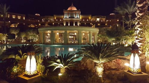 Illuminated building at night