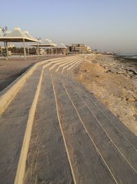 View of beach against clear sky