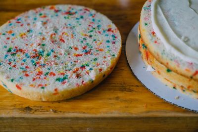 Close-up of cake on table