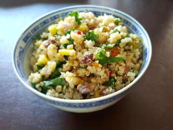 High angle view of food in bowl