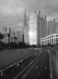 High angle view of cityscape against sky