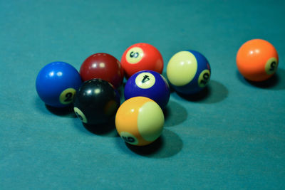 Close-up of multi colored ball on table