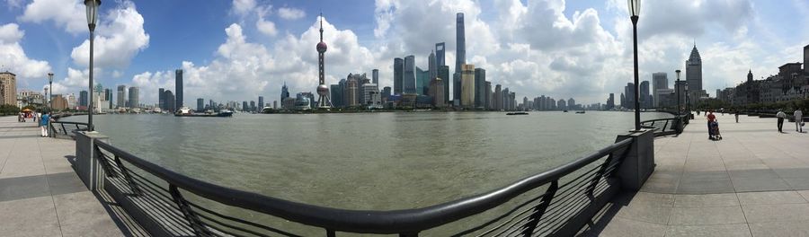 View of river with buildings in background