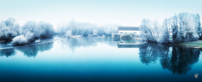 Scenic view of lake against sky
