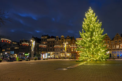 Christmas on the nieuwmarkt in amsterdam the netherlands at night christmas tree