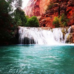 Scenic view of waterfall