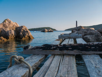 Scenic view of sea against clear sky