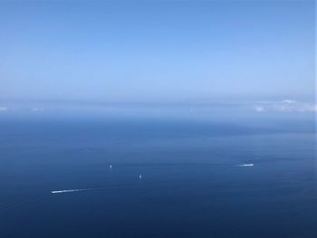 Scenic view of sea against blue sky