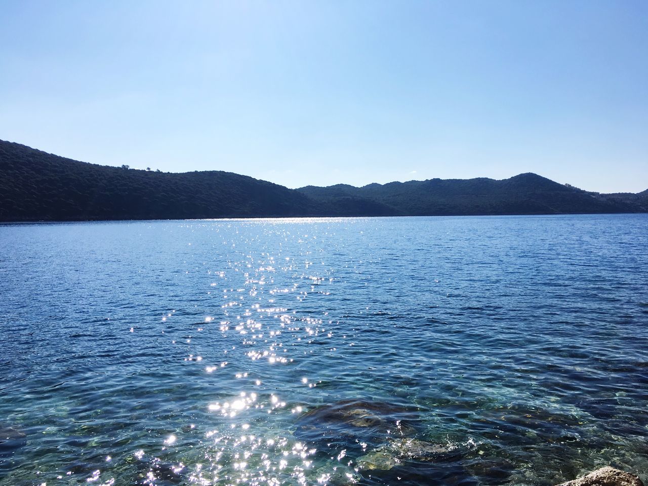 water, nature, beauty in nature, blue, scenics, tranquility, clear sky, tranquil scene, no people, rippled, outdoors, day, sky, sea, mountain, tree