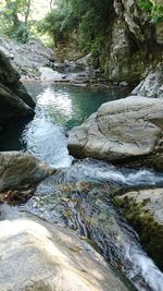 River flowing through rocks in forest