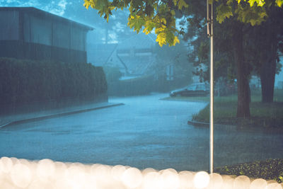 Digital composite image of fountain in park