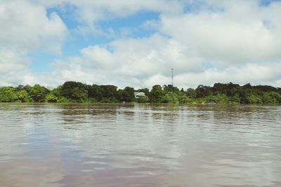 Scenic view of lake against sky